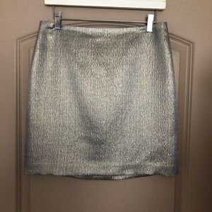 NWT Ann Taylor Pewter Metallic Silk Mini Skirt